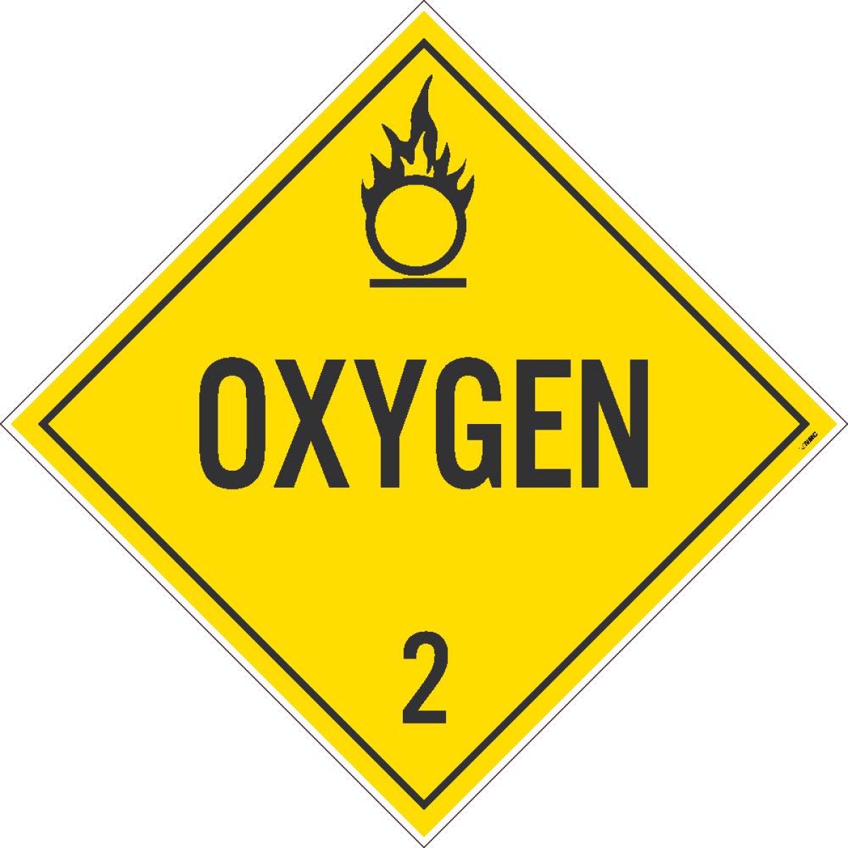 OXYGEN 2 DOT PLACARD SIGN