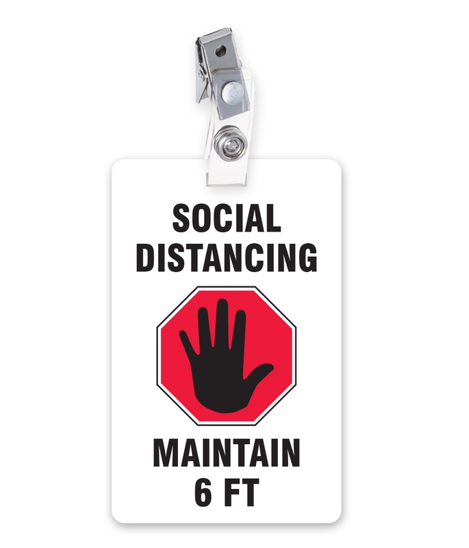 ID Badge: Social Distancing Maintain 6 FT