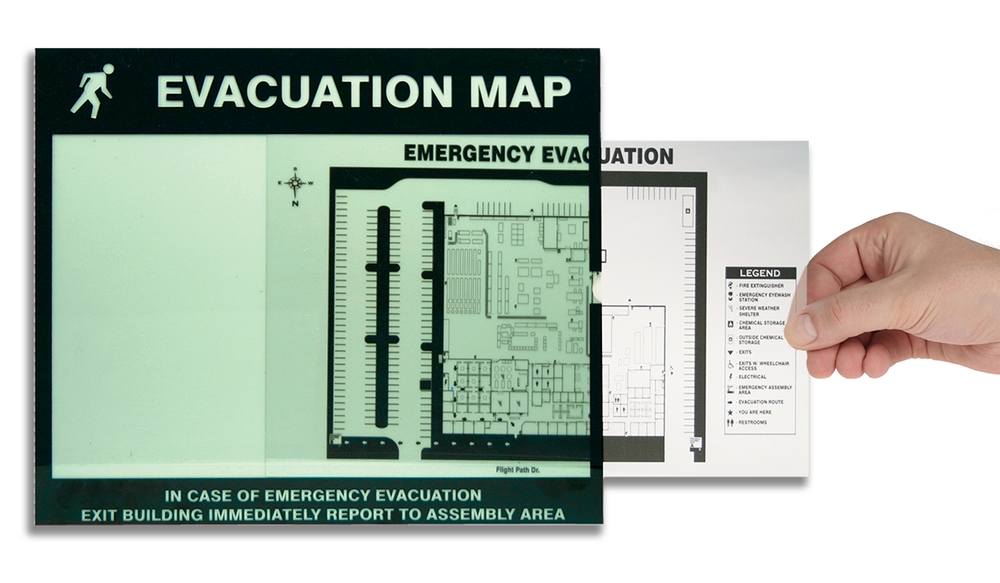 Evacuation Map Holders: In Case Of Emergency Evacuation Exit Building - Immediately Report To Assembly Area