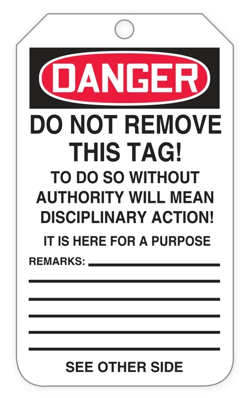 Safety Tag, Legend: DANGER DO NOT OPERATE