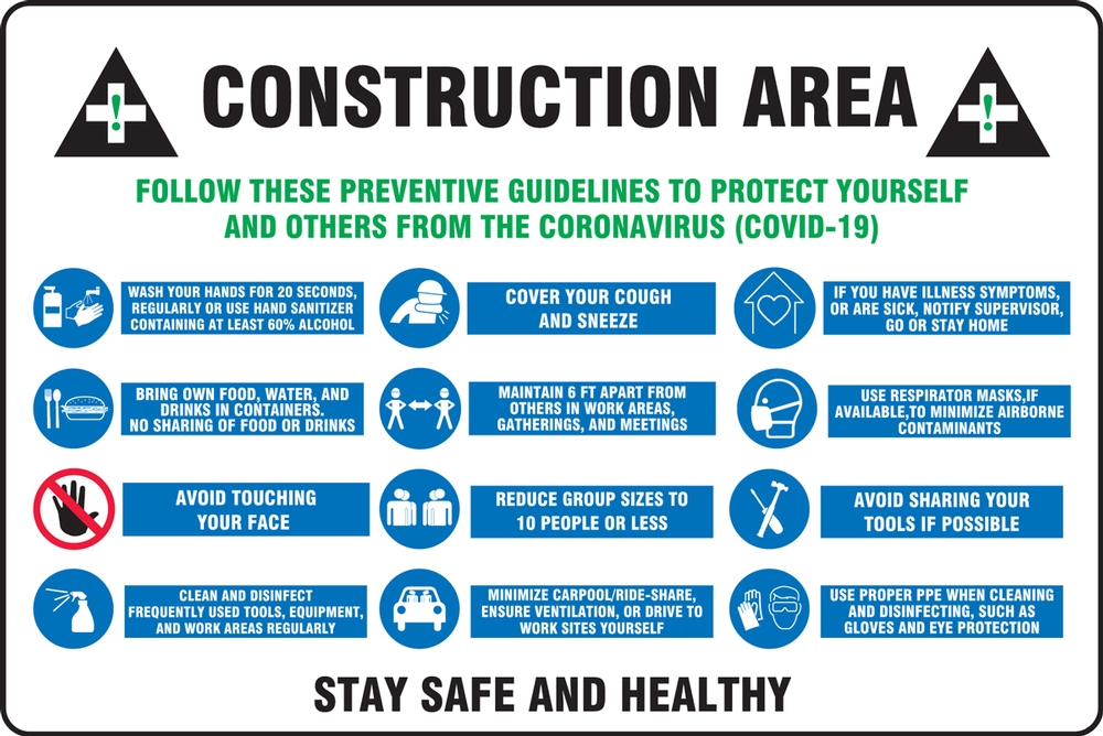 Contractor Preferred Safety Sign: Construction Area Follow These Preventative Guidelines To Protect Yourself And Others From The Coronovirus ...