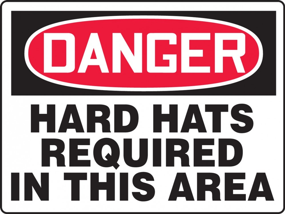 Contractor Preferred OSHA Danger Safety Sign: Hard Hats Required In This Area
