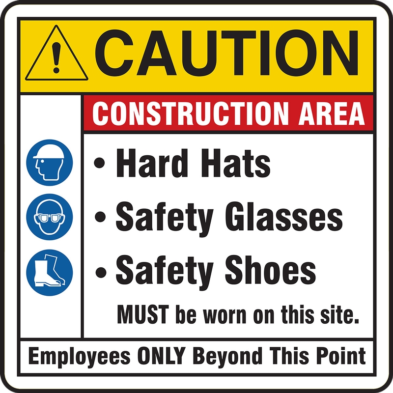 Caution Hard hat and Safety Glasses Required Metal Tin Sign 