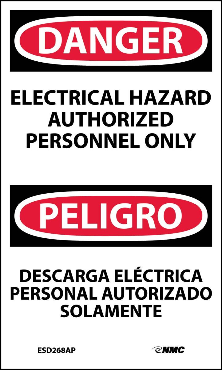DANGER ELECTRICAL HAZARD AUTHORIZED PERSONNEL ONLY LABEL - BILINGUAL