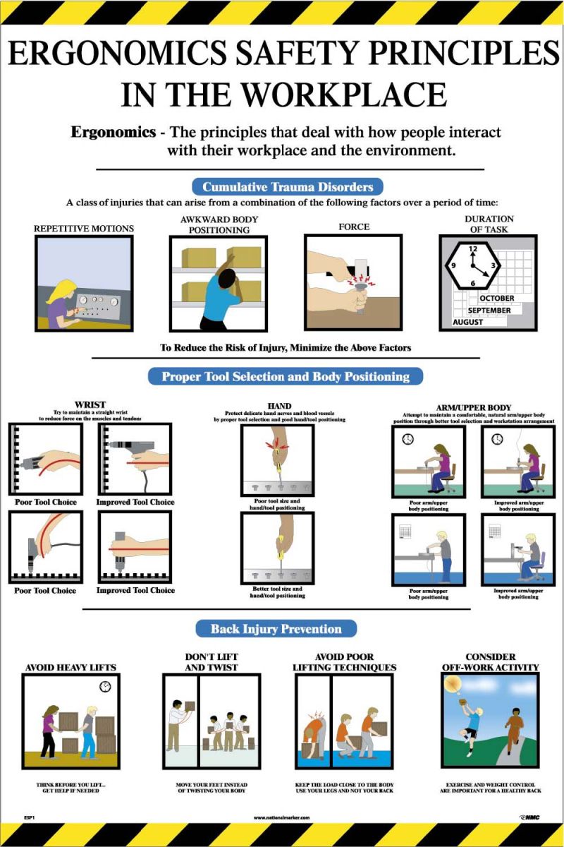 ERGONOMICS SAFETY PRINCIPLES POSTER
