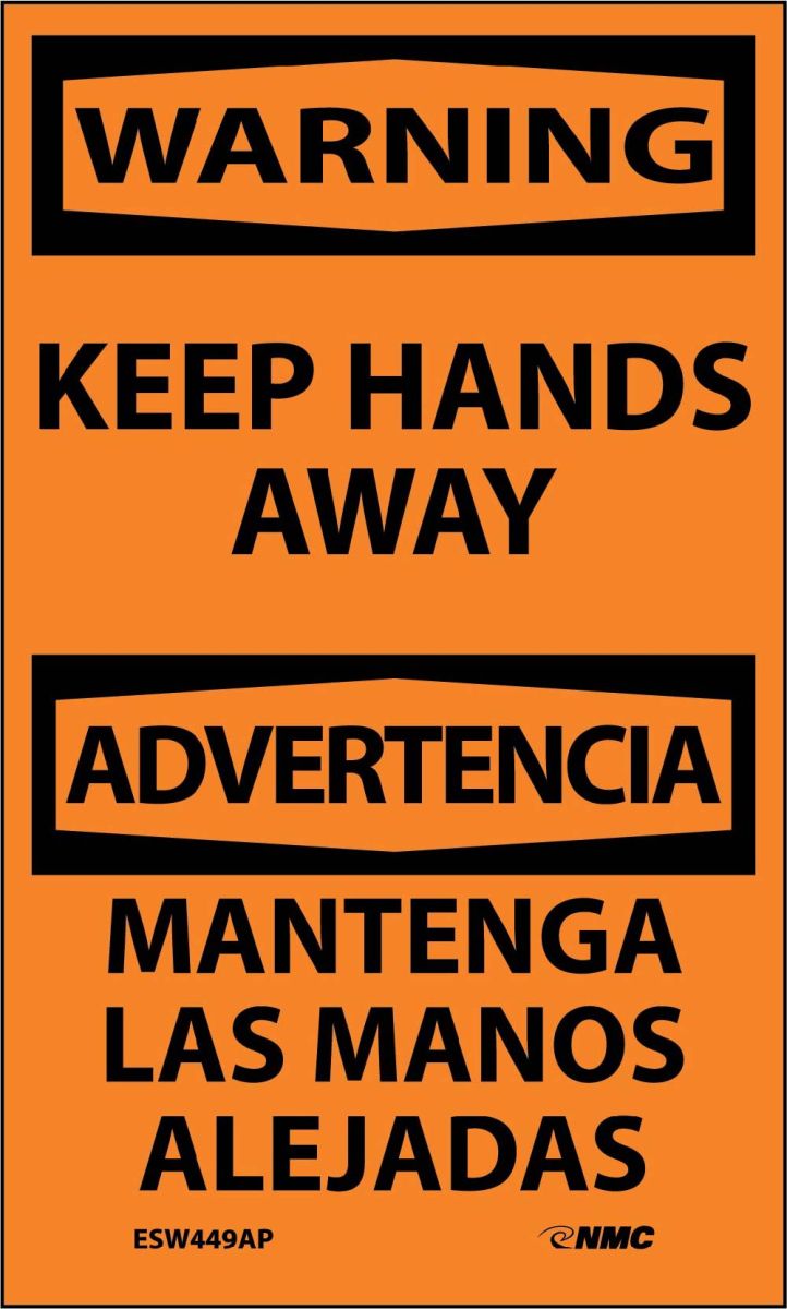 KEEP HANDS AWAY BILINGUAL LABEL