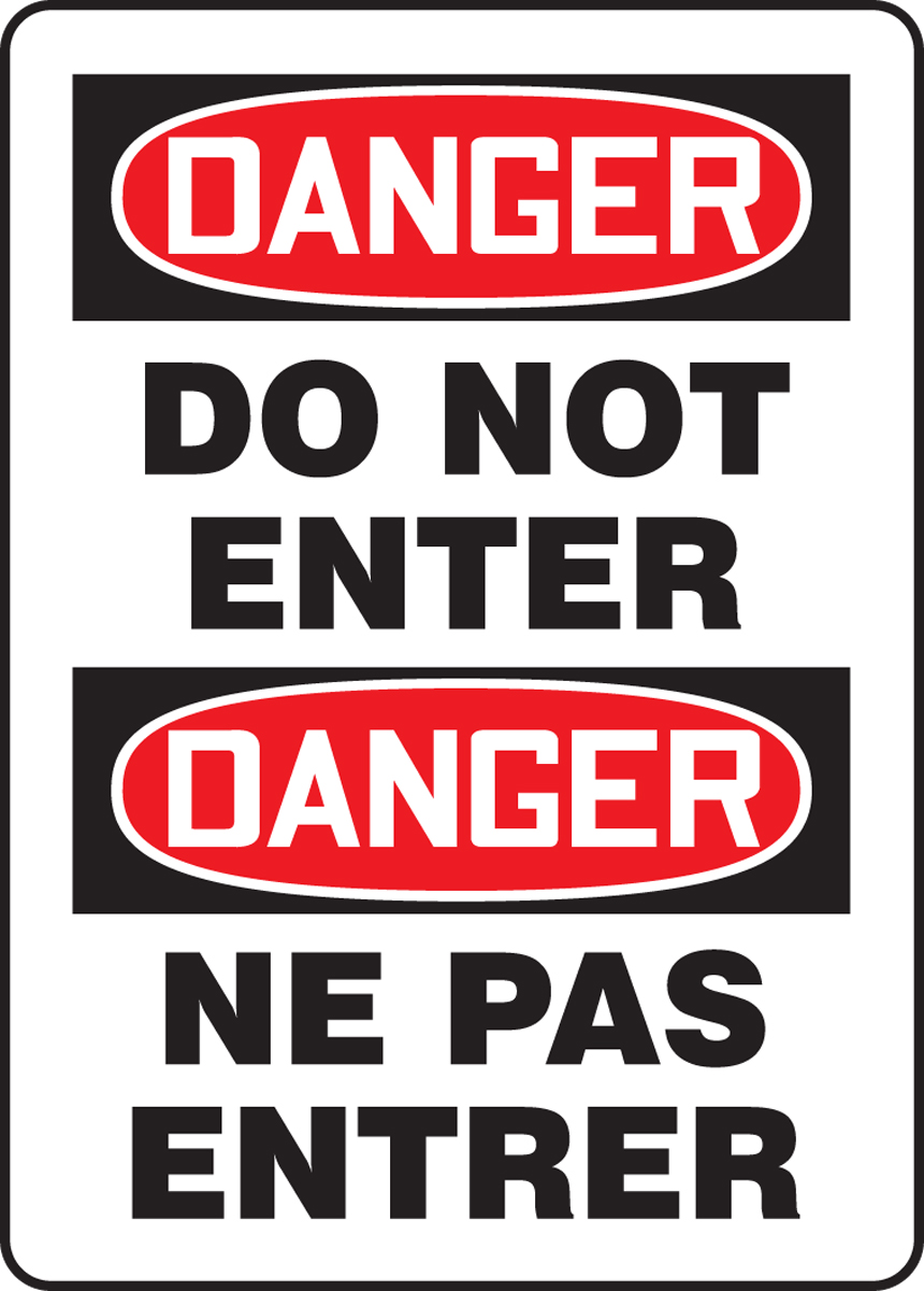 Accuform FBMADM129XT Dura-Plastic French Bilingual Sign 20 Length x 14 Width x 0.060 Thickness Red/Black on White LegendDANGER DO NOT ENTER/DANGER NE PAS ENTRER 