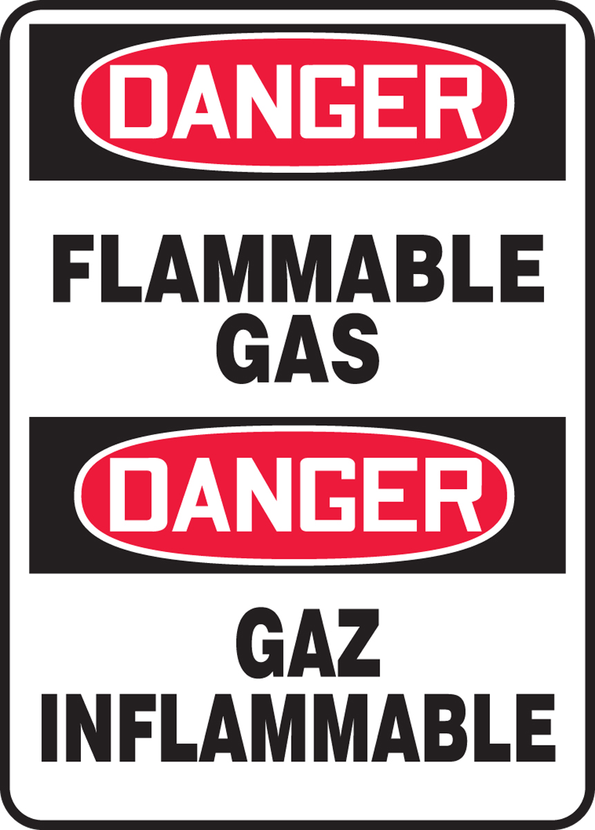 DANGER FLAMMABLE GAS (BILINGUAL FRENCH - DANGER GAZ INFLAMMABLE)