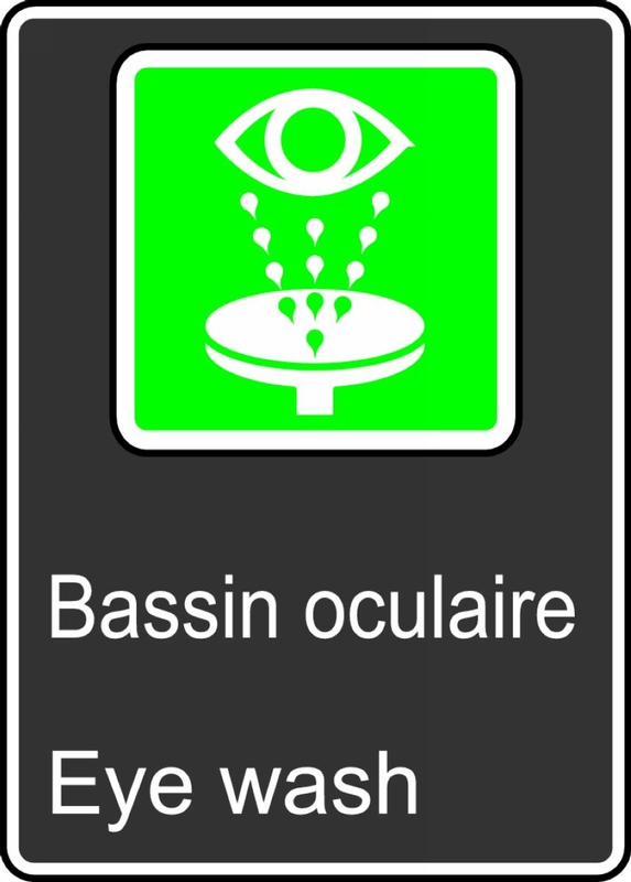 Safety Sign, Legend: EYE WASH (BASSIN OCULAIRE)