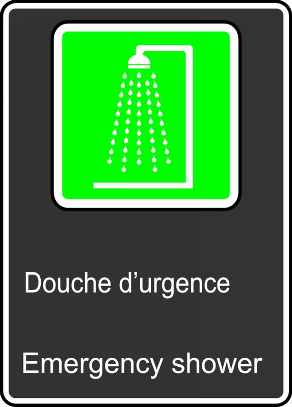 Safety Sign, Legend: EMERGENCY SHOWER (DOUCHE D'URGENCE)