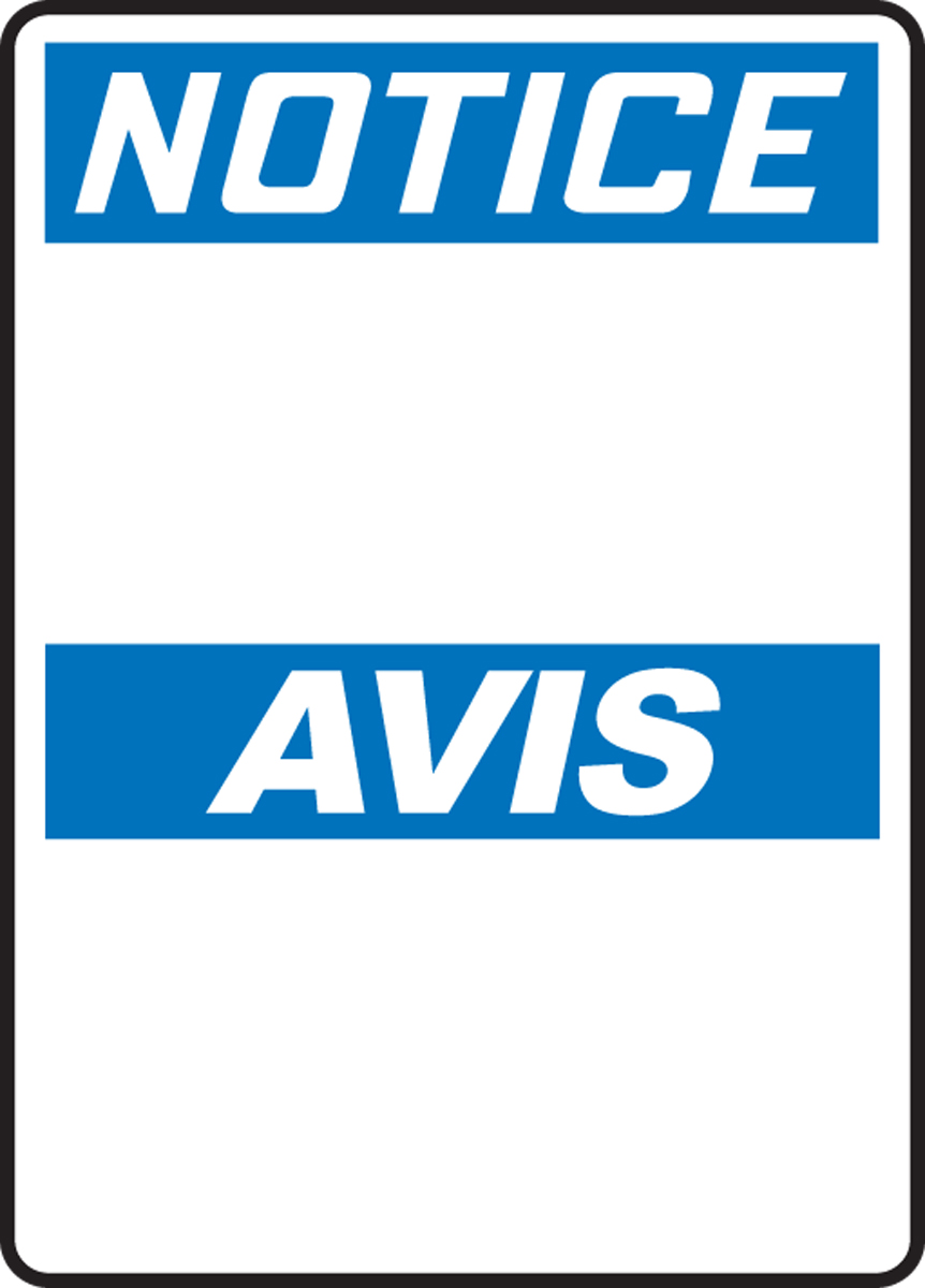NOTICE BLANK (BILINGUAL FRENCH - AVIS)