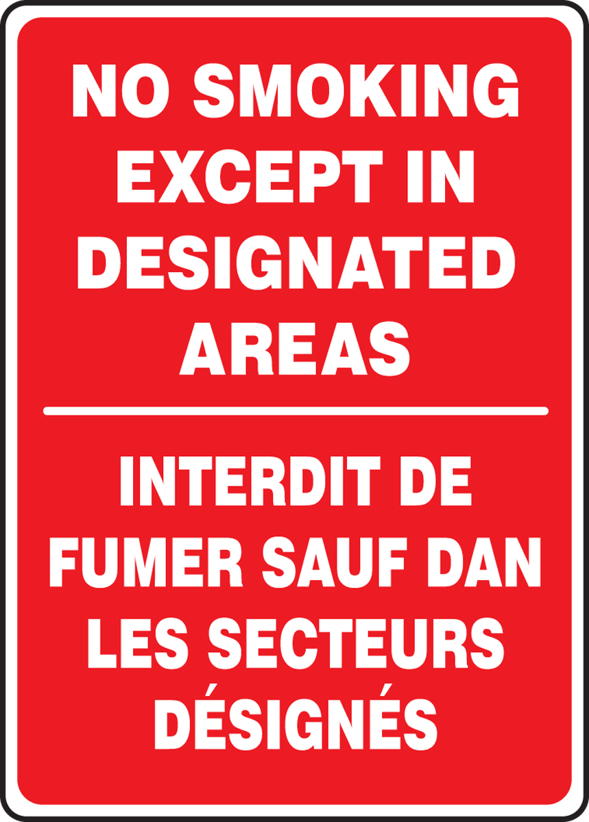 NO SMOKING EXCEPT IN DESIGNATED AREAS (BILINGUAL FRENCH)