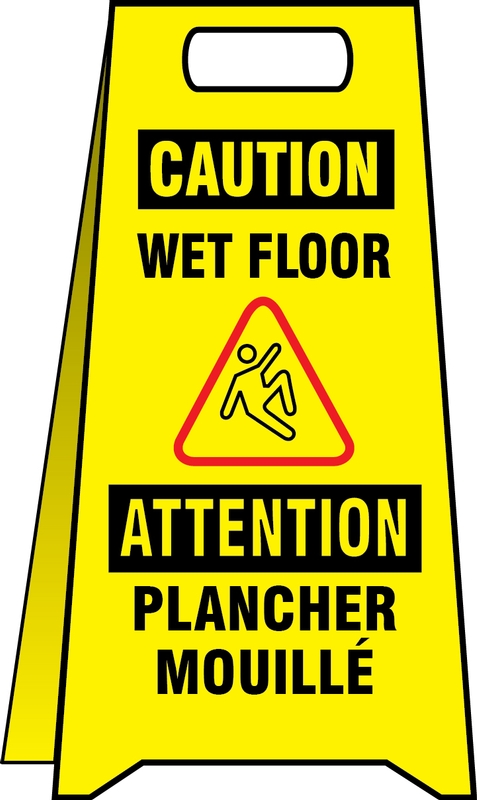 Pipe Marker, Legend: CAUTION ATTENTION WET FLOOR PLANCHER MOUILLÉ