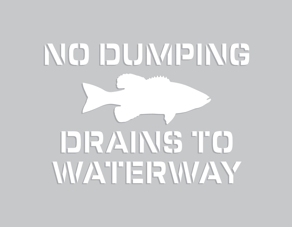 No dumping (fish pictogram) drains to waterway