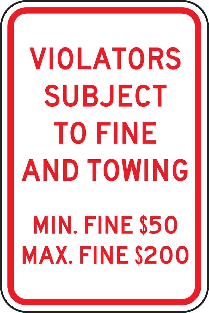 (PENNSYLVANIA) VIOLATORS SUBJECT TO FINE AND TOWING MIN. FINE $50 MAX. FINE $200