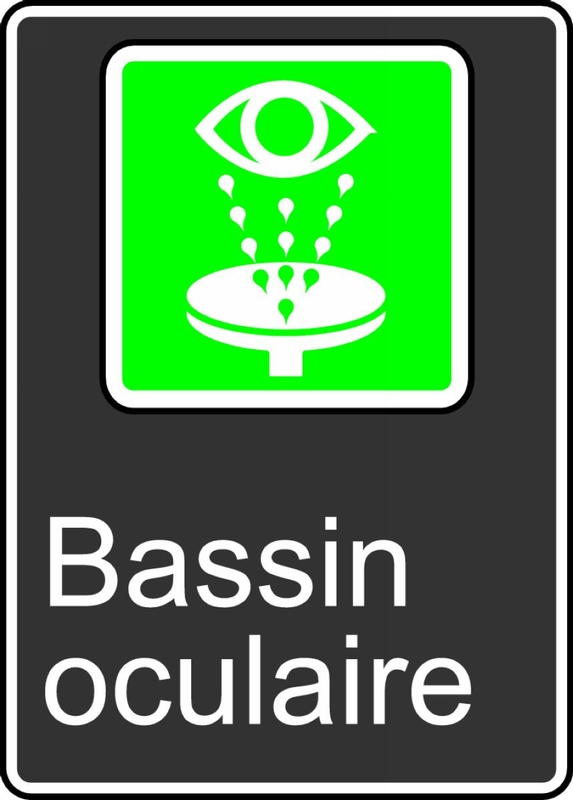 Safety Sign, Legend: EYE WASH (BASSIN OCULAIRE)