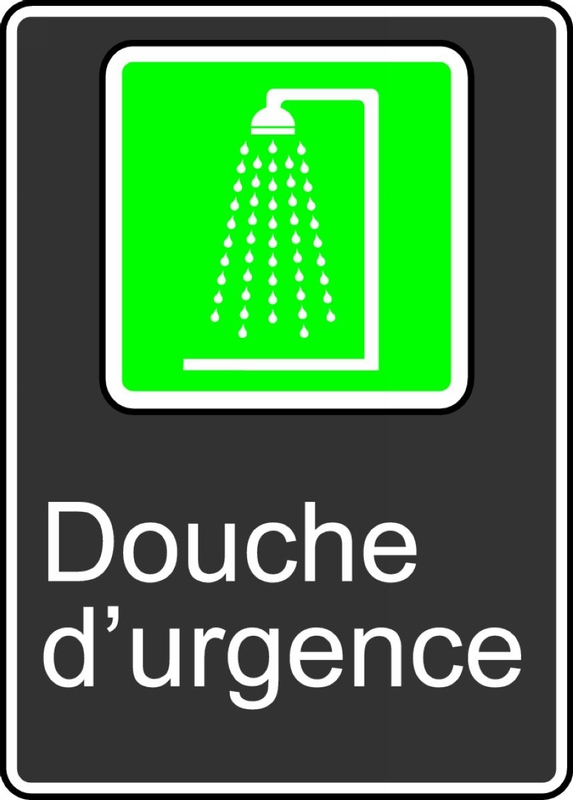 Safety Sign, Legend: EMERGENCY SHOWER (DOUCHE D'URGENCE)