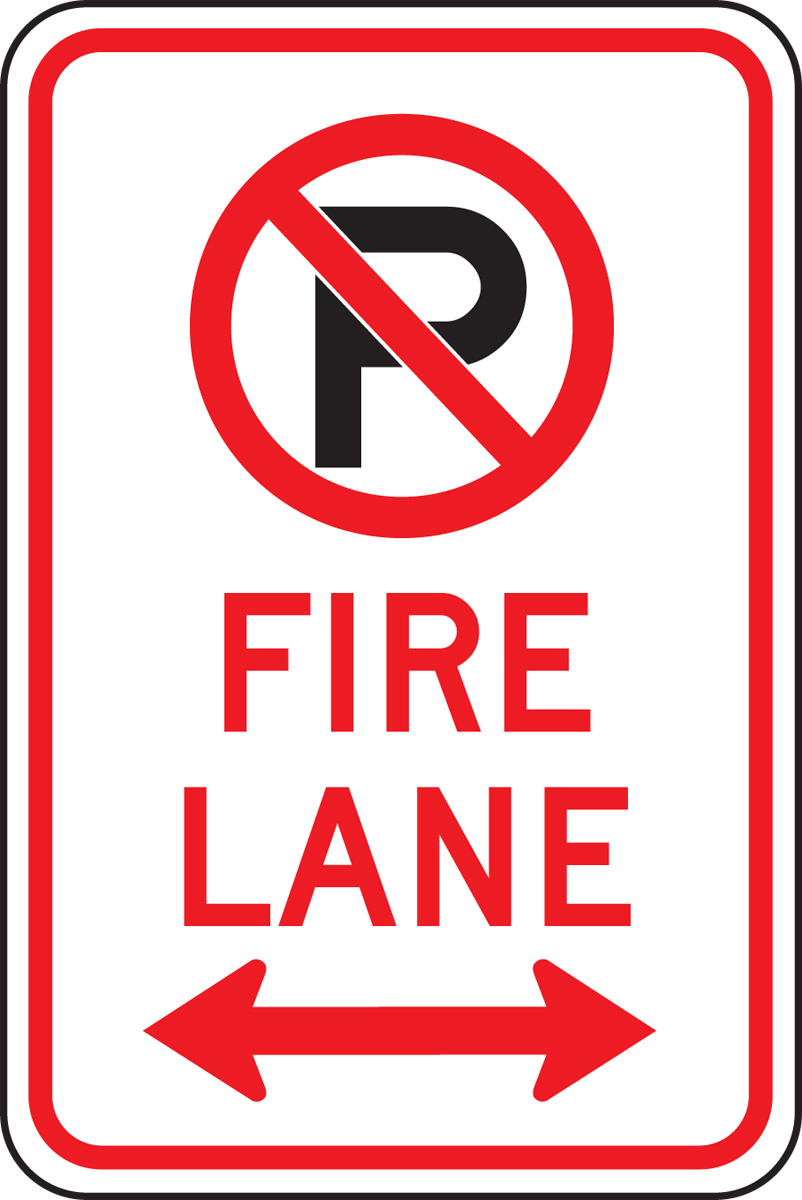 (NO PARKING SYMBOL) FIRE LANE <---->