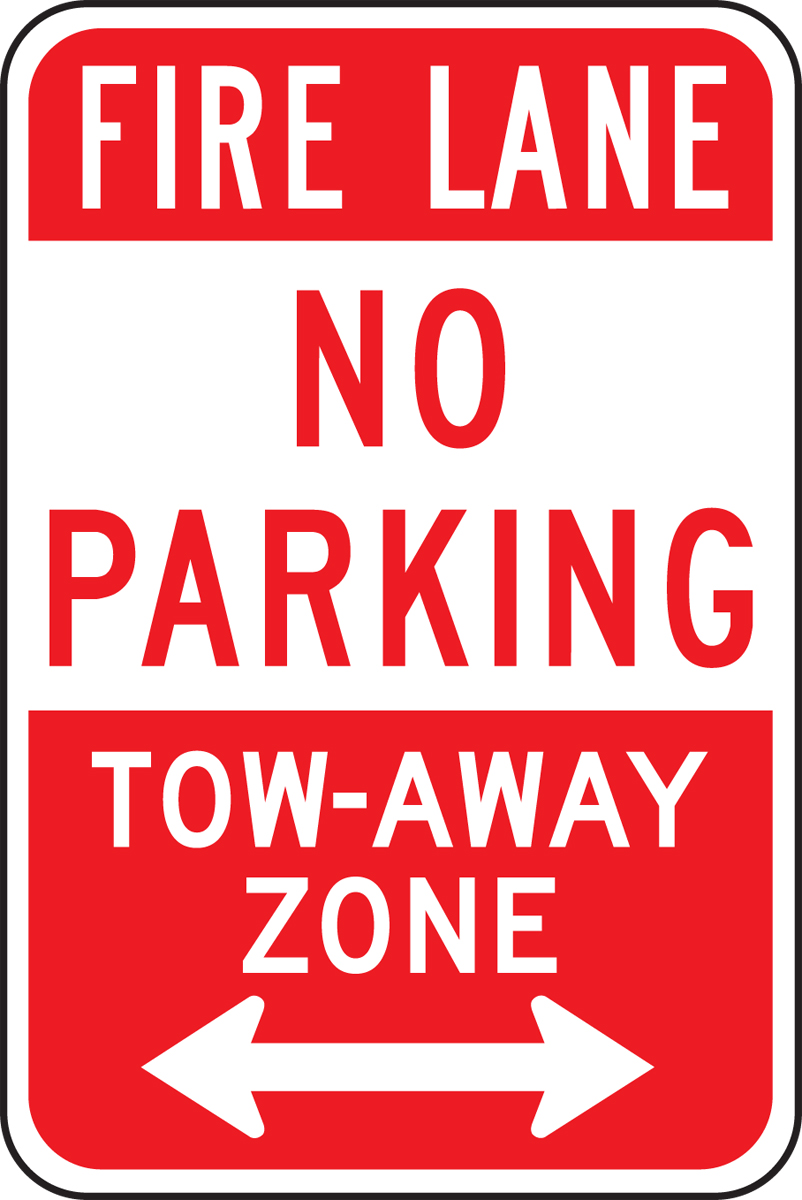 FIRE LANE NO PARKING TOW-AWAY ZONE <---->