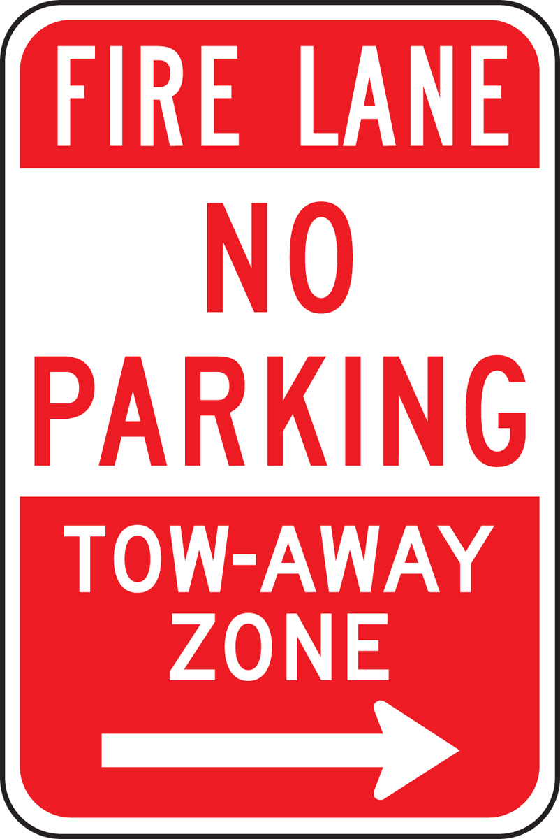 FIRE LANE NO PARKING TOW-AWAY ZONE ----->