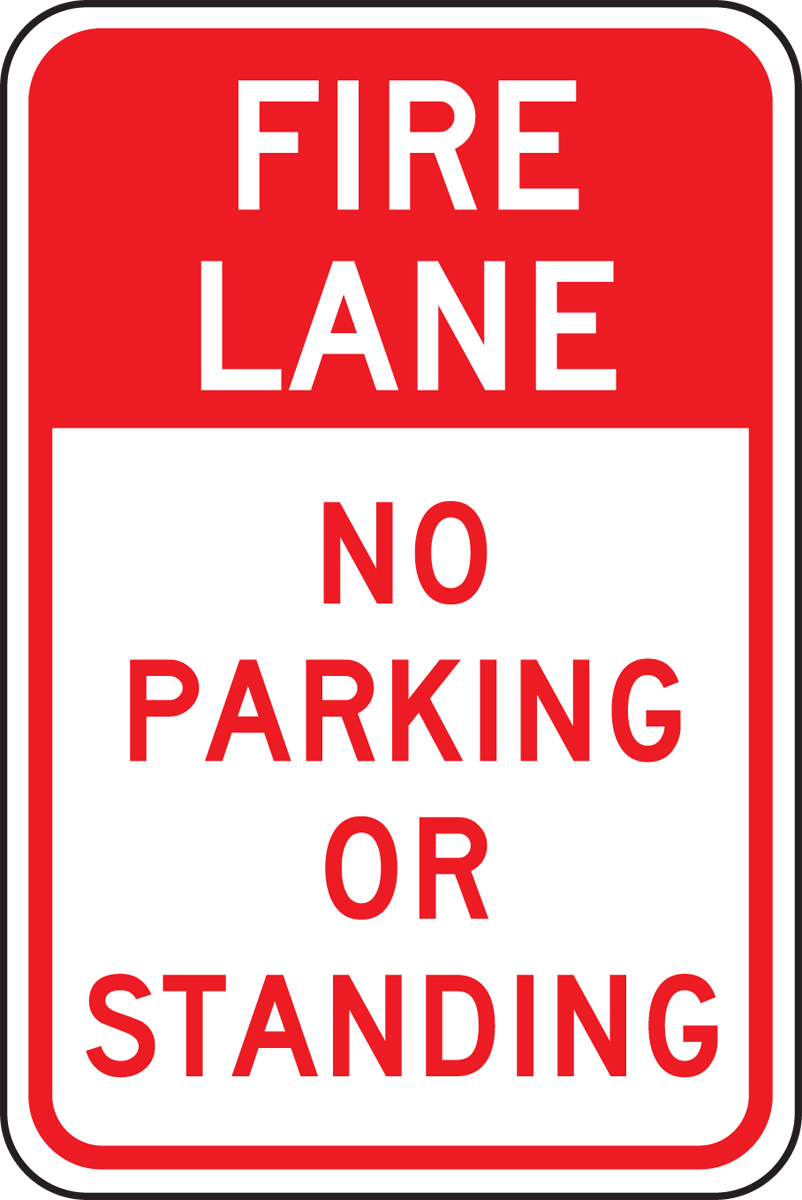 FIRE LANE NO PARKING OR STANDING