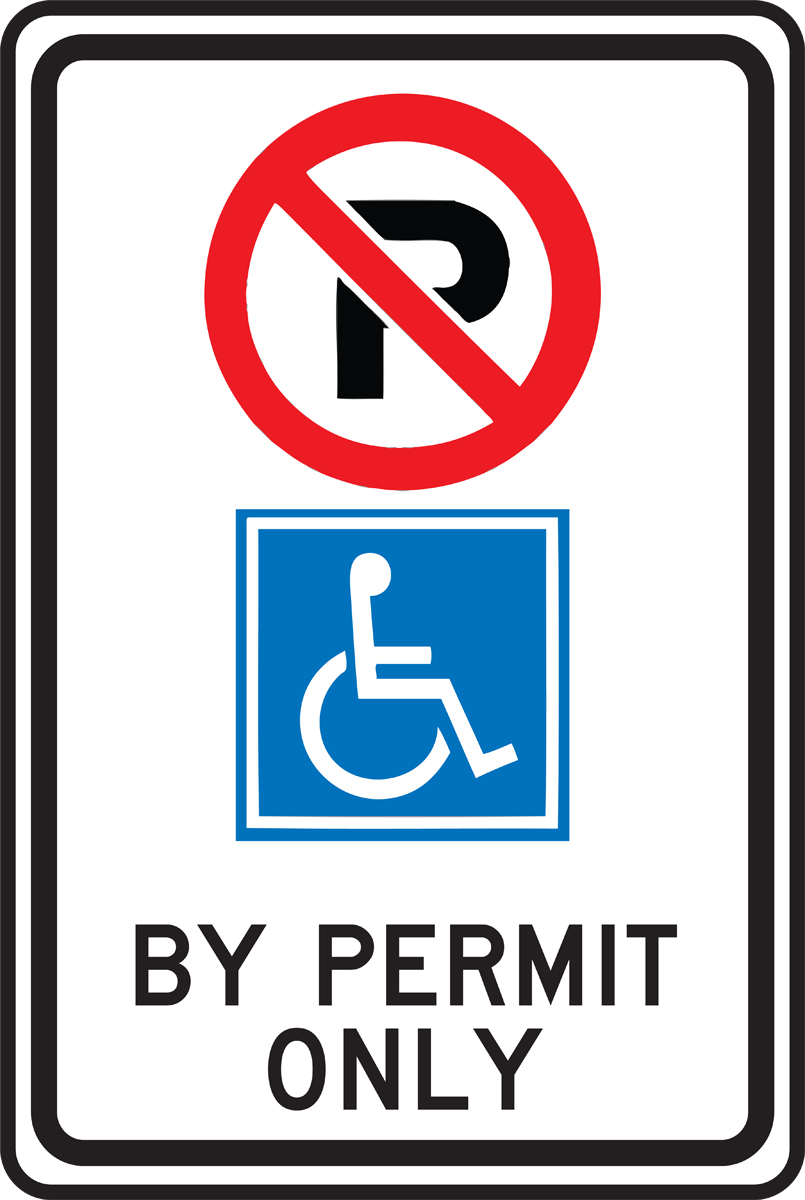 (NO PARKING SYMBOL) (HANDICAPPED PARKING SYMBOL) BY PERMIT ONLY