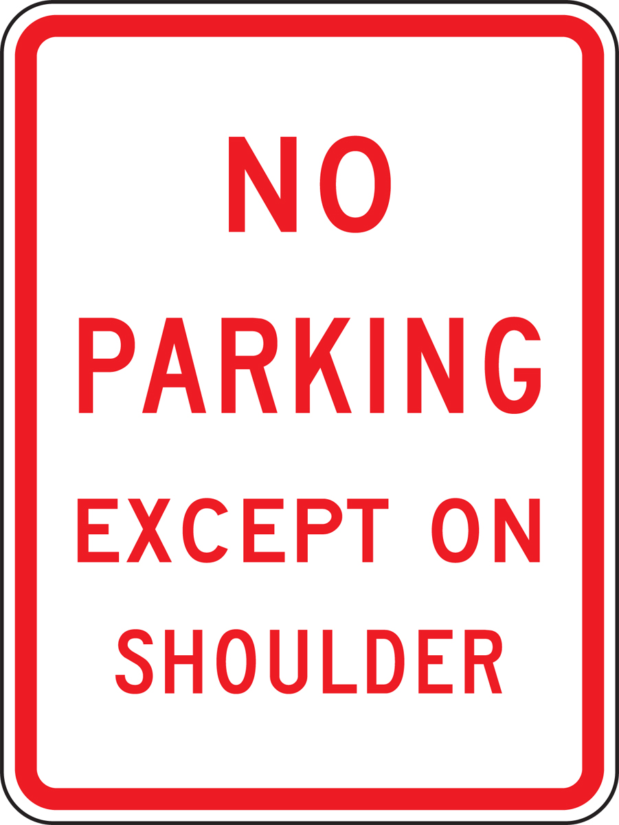 NO PARKING EXCEPT ON SHOULDER