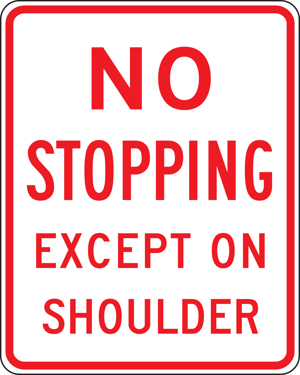 NO STOPPING EXCEPT ON SHOULDER
