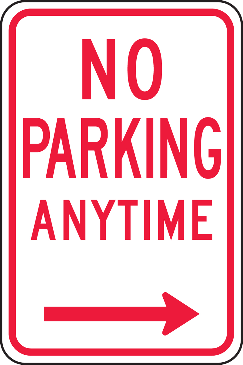 NO PARKING ANYTIME ----->