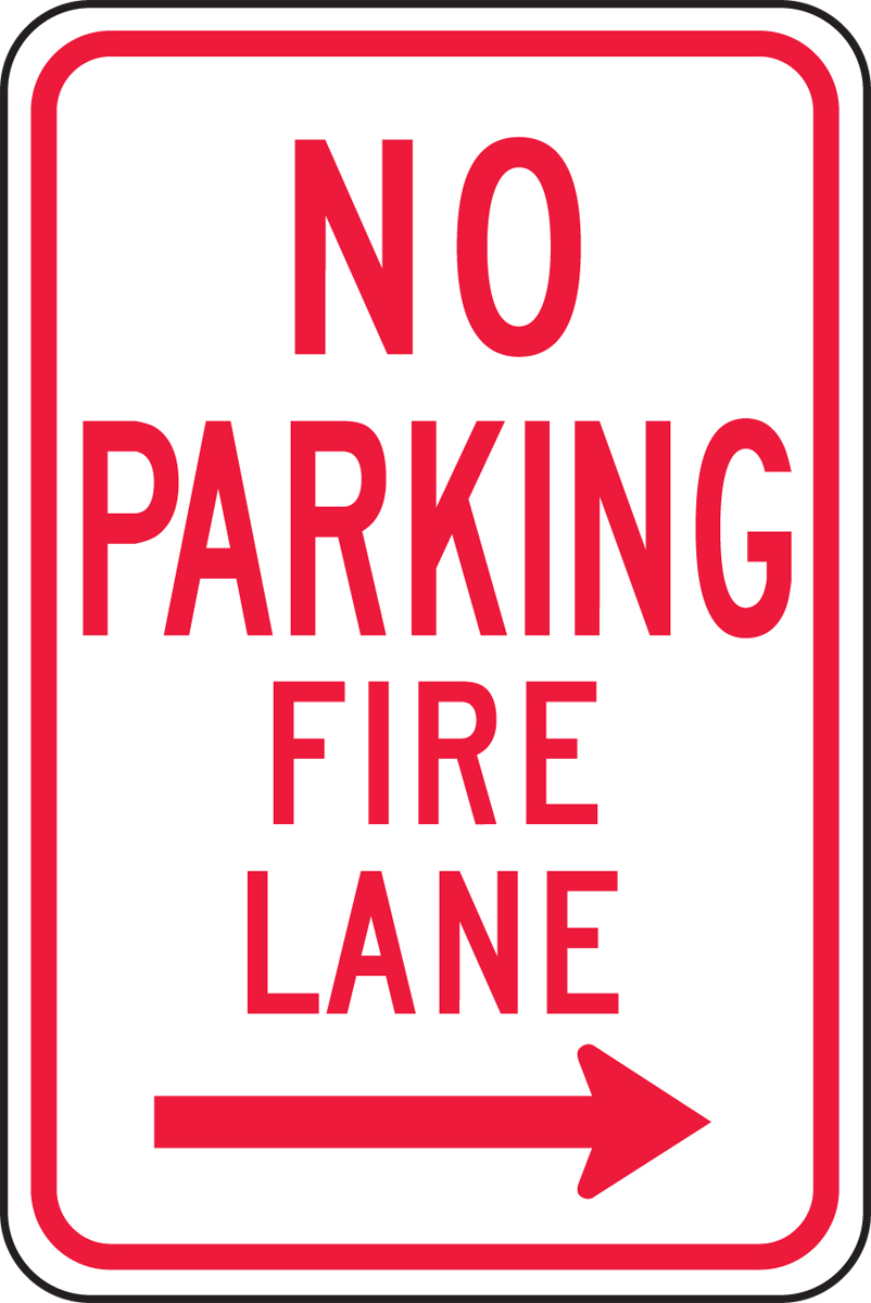 NO PARKING FIRE LANE ------>