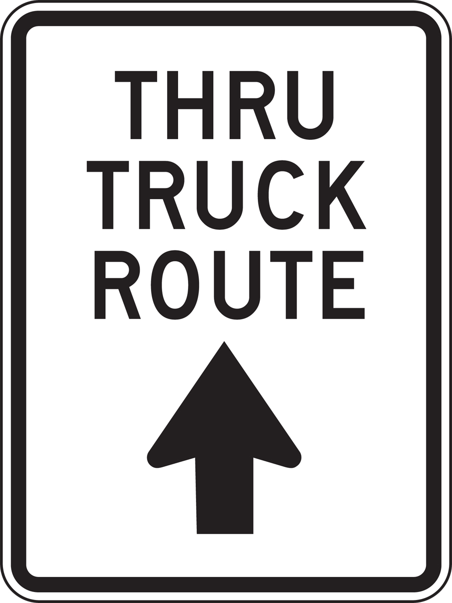 Traffic, Legend: THRU TRUCK ROUTE, UP ARROW