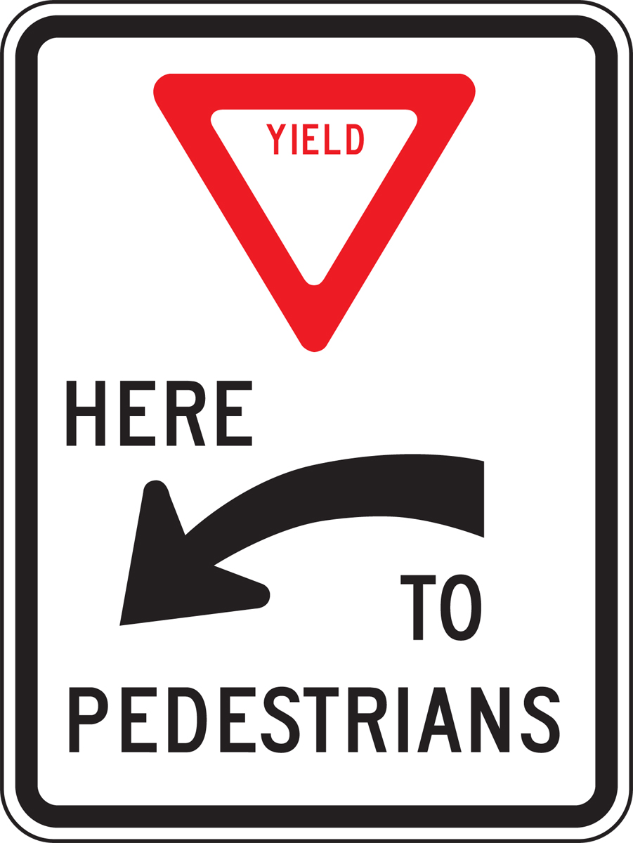 YIELD HERE TO PEDESTRIANS (LEFT ARROW)