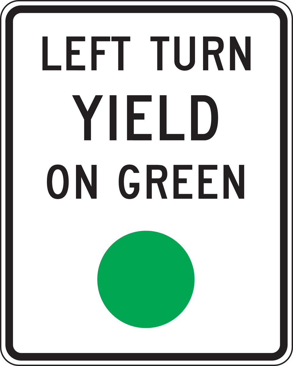 LEFT TURN YIELD ON GREEN