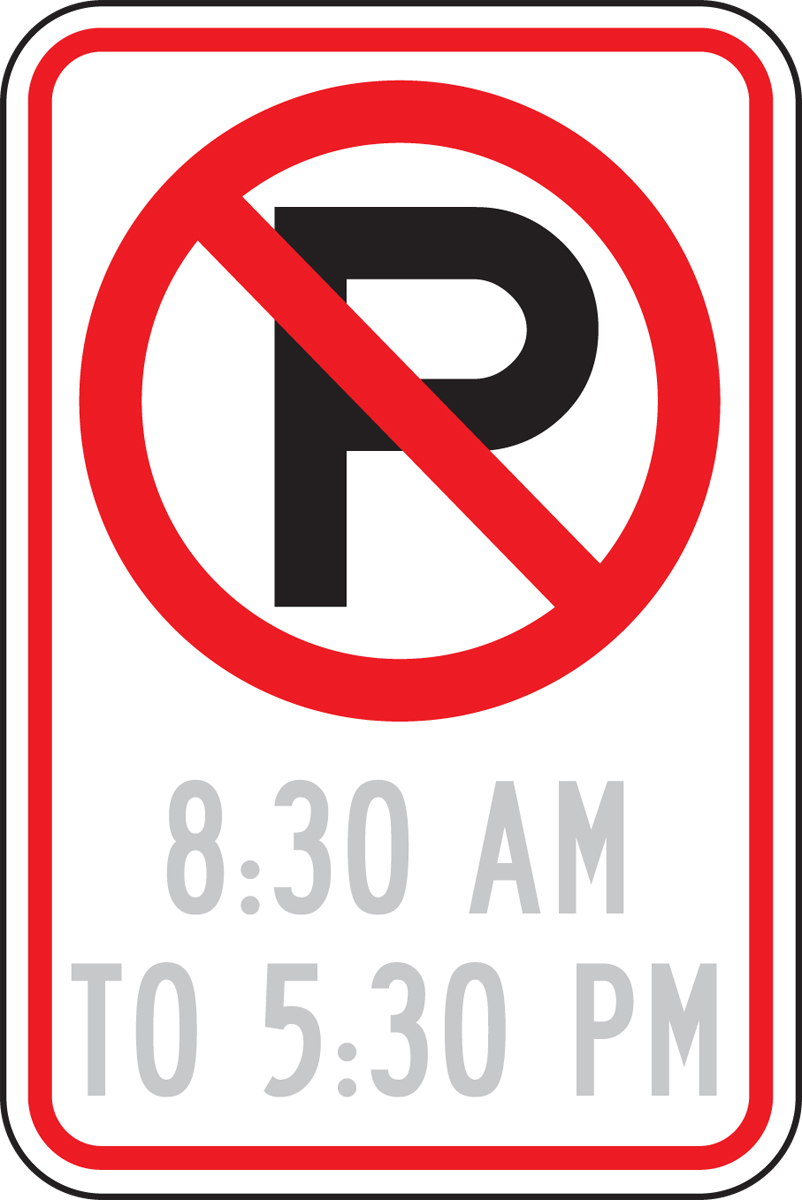 (NO PARKING SYMBOL W/ HOURS RANGE)