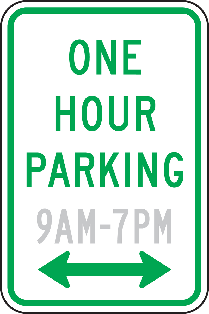 ONE HOUR PARKING (HOURS RANGE, DOUBLE ARROW)