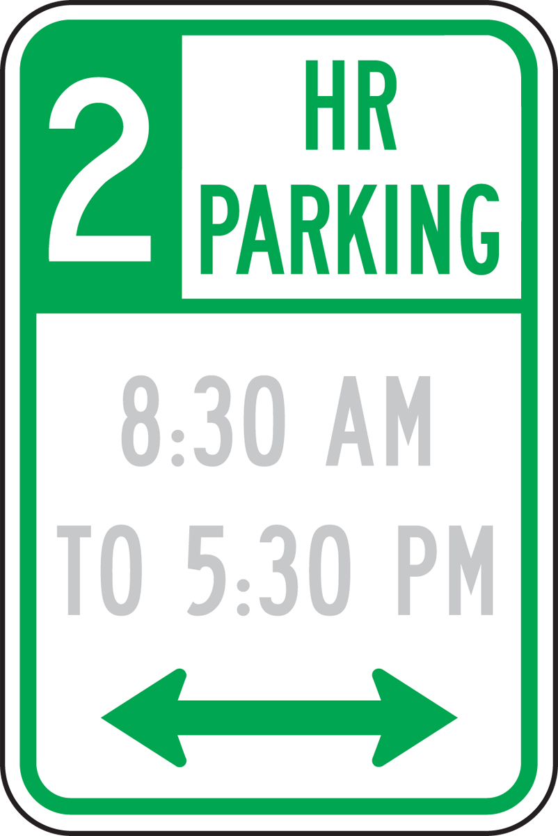 2 HOUR PARKING (HOURS RANGE, DOUBLE ARROW)