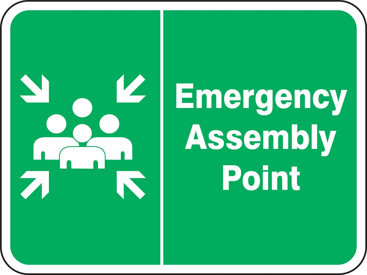 METAL SAFETY SIGNS PRINTED SIGN ASSEMBLY POINT 