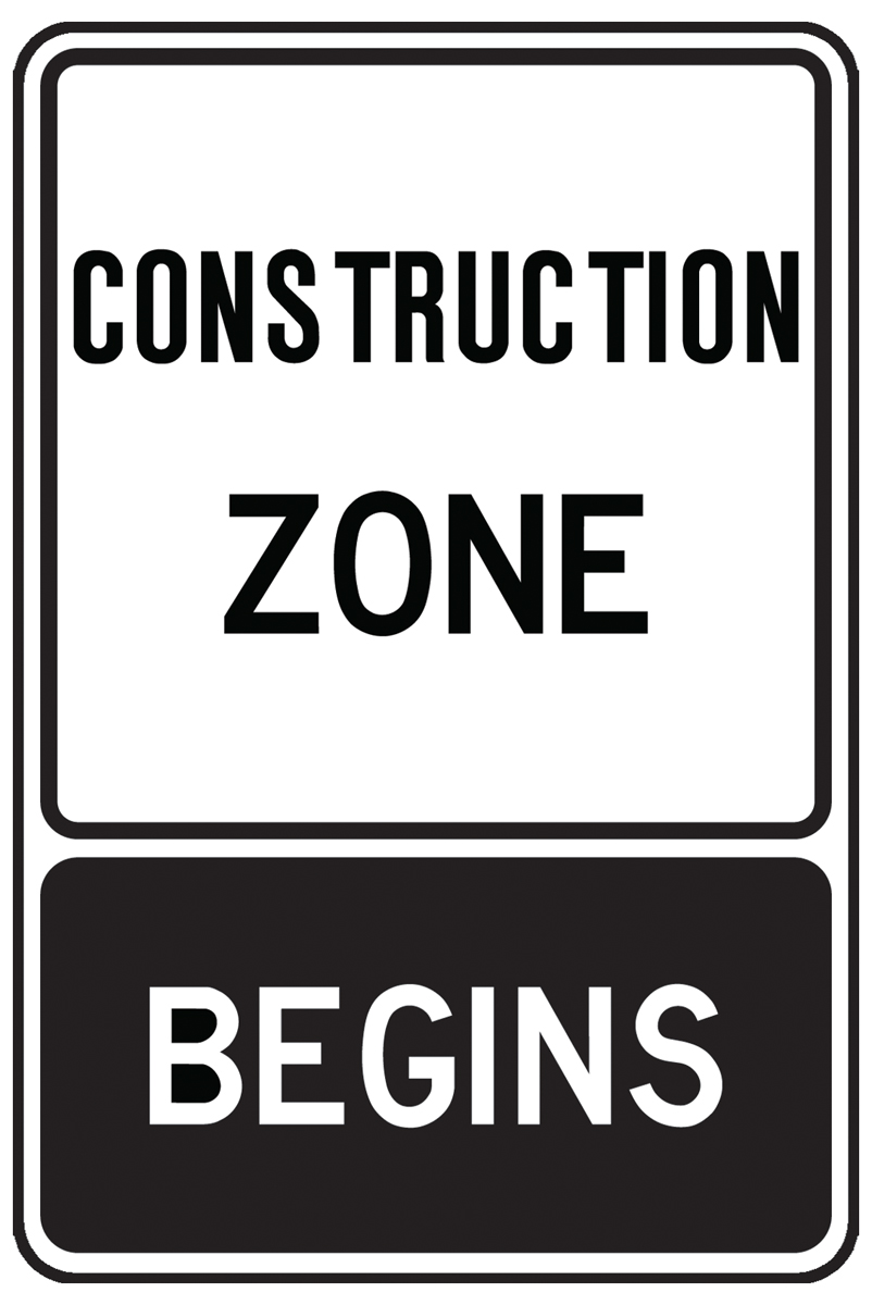 CONSTRUCTION ZONE BEGINS
