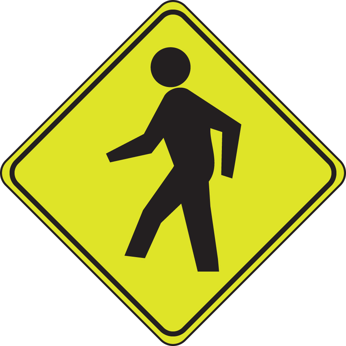 Combined Bicycle/Pedestrian Crossing Fluorescent Yellow-Green Sign