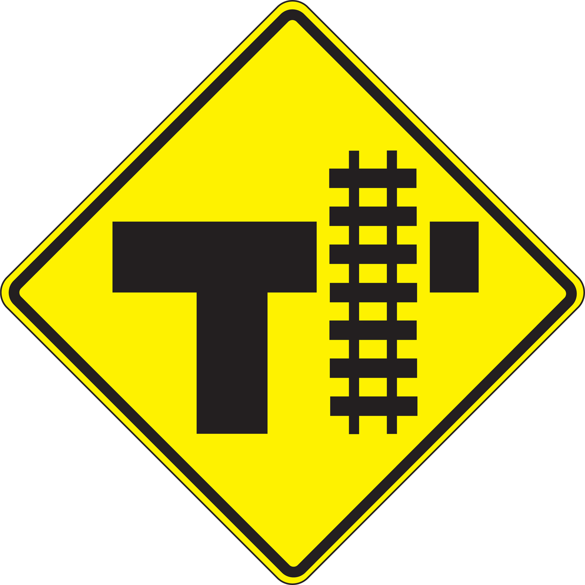 (T-INTERSECTION PARALLEL RAILROAD CROSSING RIGHT)