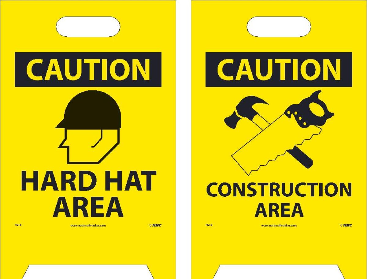 HARD HAT AREA DOUBLE-SIDED FLOOR SIGN