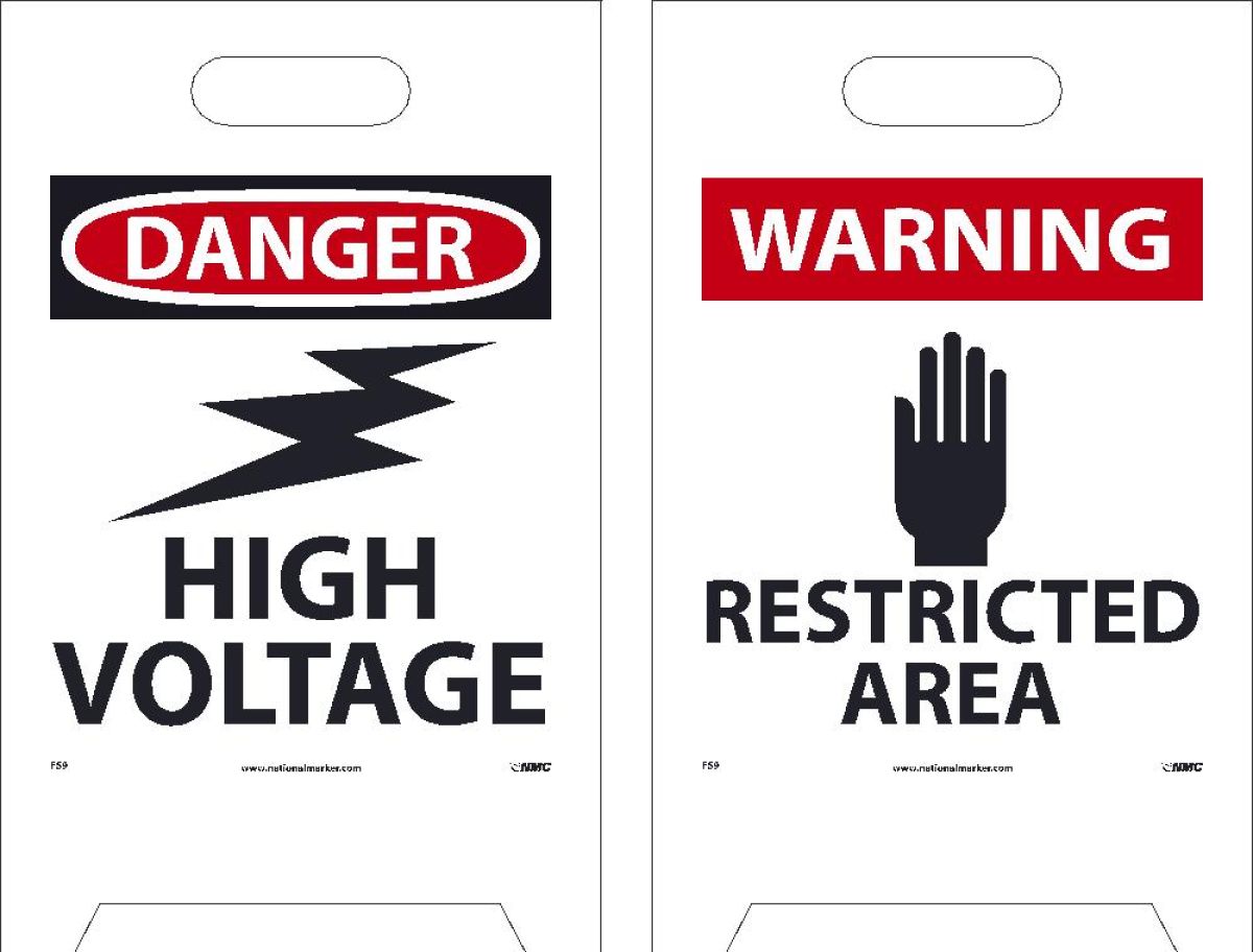 DANGER HIGH VOLTAGE DOUBLE-SIDED FLOOR SIGN