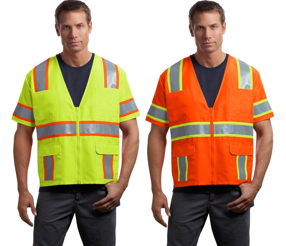 Class III Two Color Zipper Front Closure ANSI Safety Vests FST716