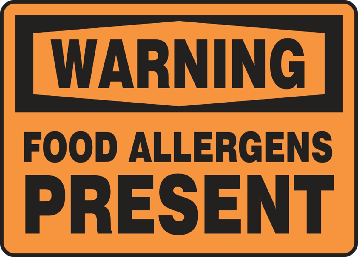 Food Allergens Present Osha Warning Safety Sign Msfa300