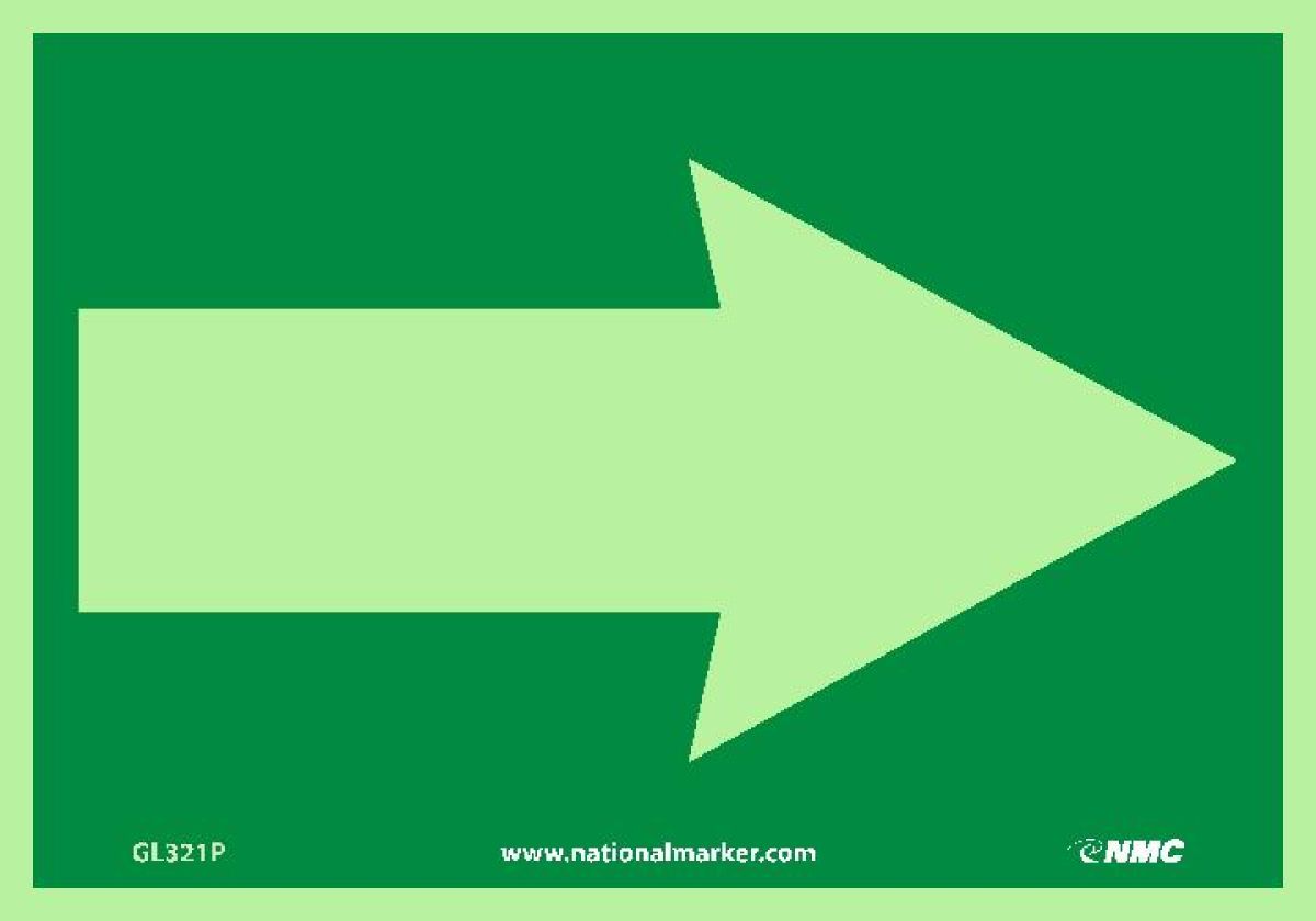 GLOW EMERGENCY RIGHT ARROW SIGN