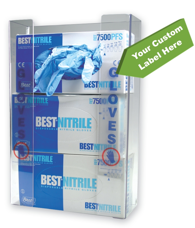 Triple Box Glove Dispenser w/ Custom Label