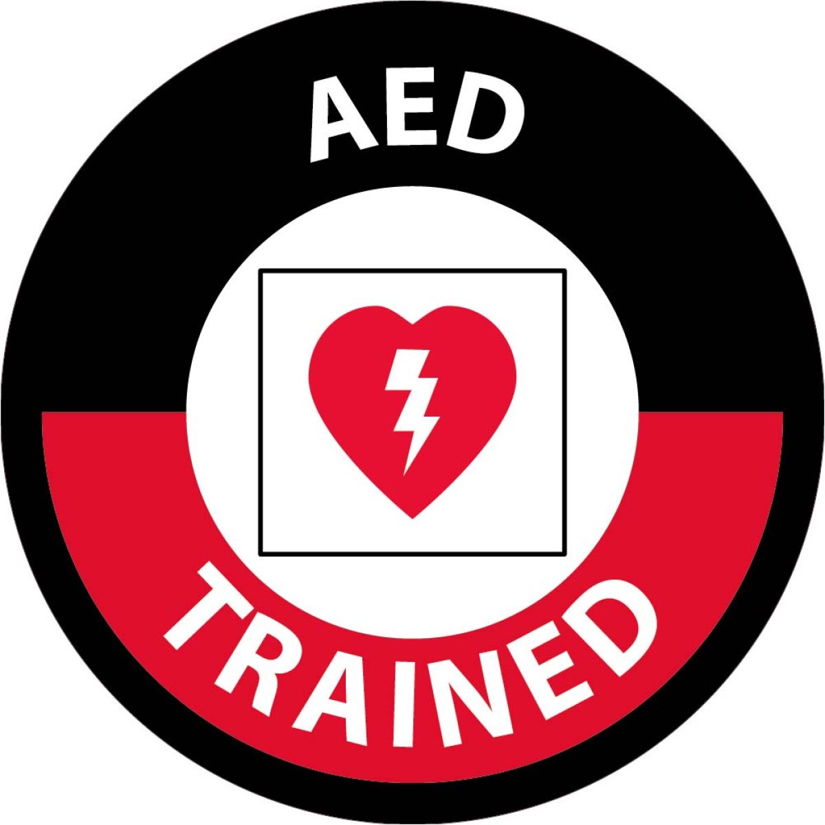 AED TRAINED HARD HAT LABEL