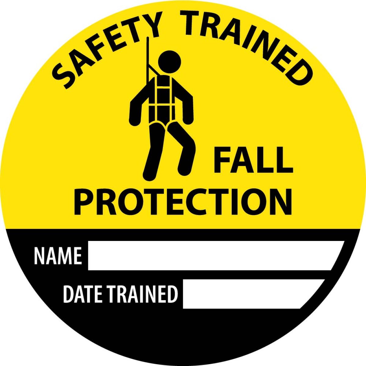 SAFETY TRAINED FALL PROTECTION NAME DATE TRAINED HARD HAT LABEL