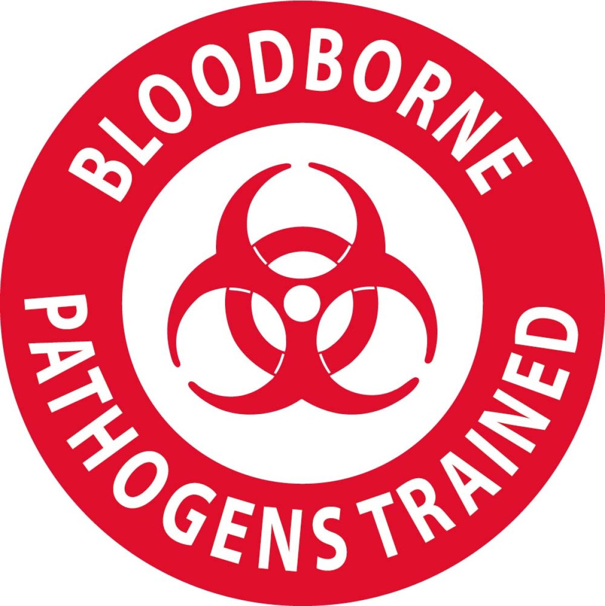 BLOOD BOURNE PATHOGENS TRAINED HARD HAT LABEL
