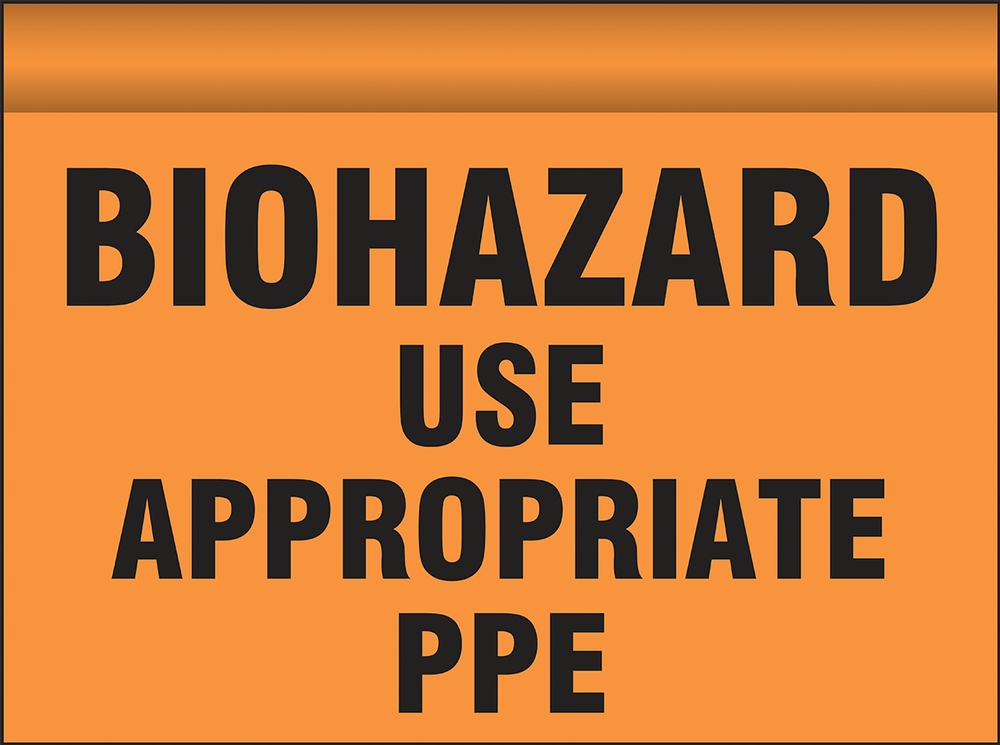 Hanging Doorway Sign: Biohazard - Use Appropriate PPE